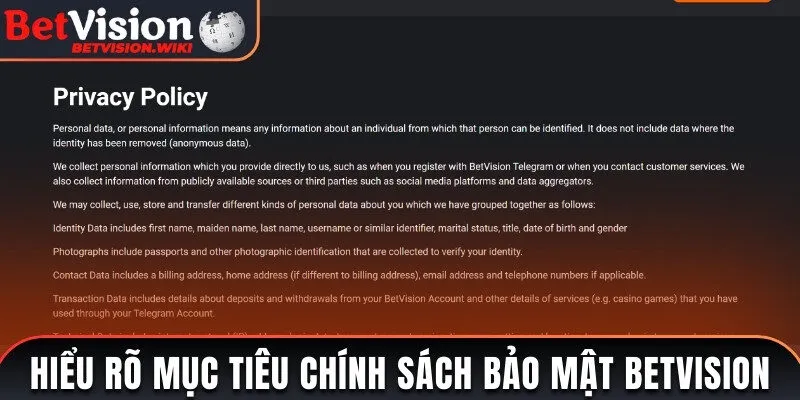 Hiểu rõ mục tiêu của Chính sách bảo mật Betvision